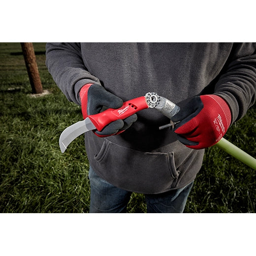 Cuchillo curvo Milwaukee con punta roma con anillo 3 en 1