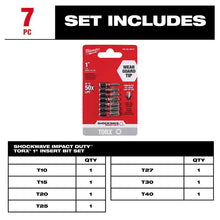 Juego de 7 puntas Torx de 1" Milwaukee Shockwave Impact Duty