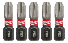 Paquete de 5 puntas hex Phillips #3 Milwaukee Shockwave