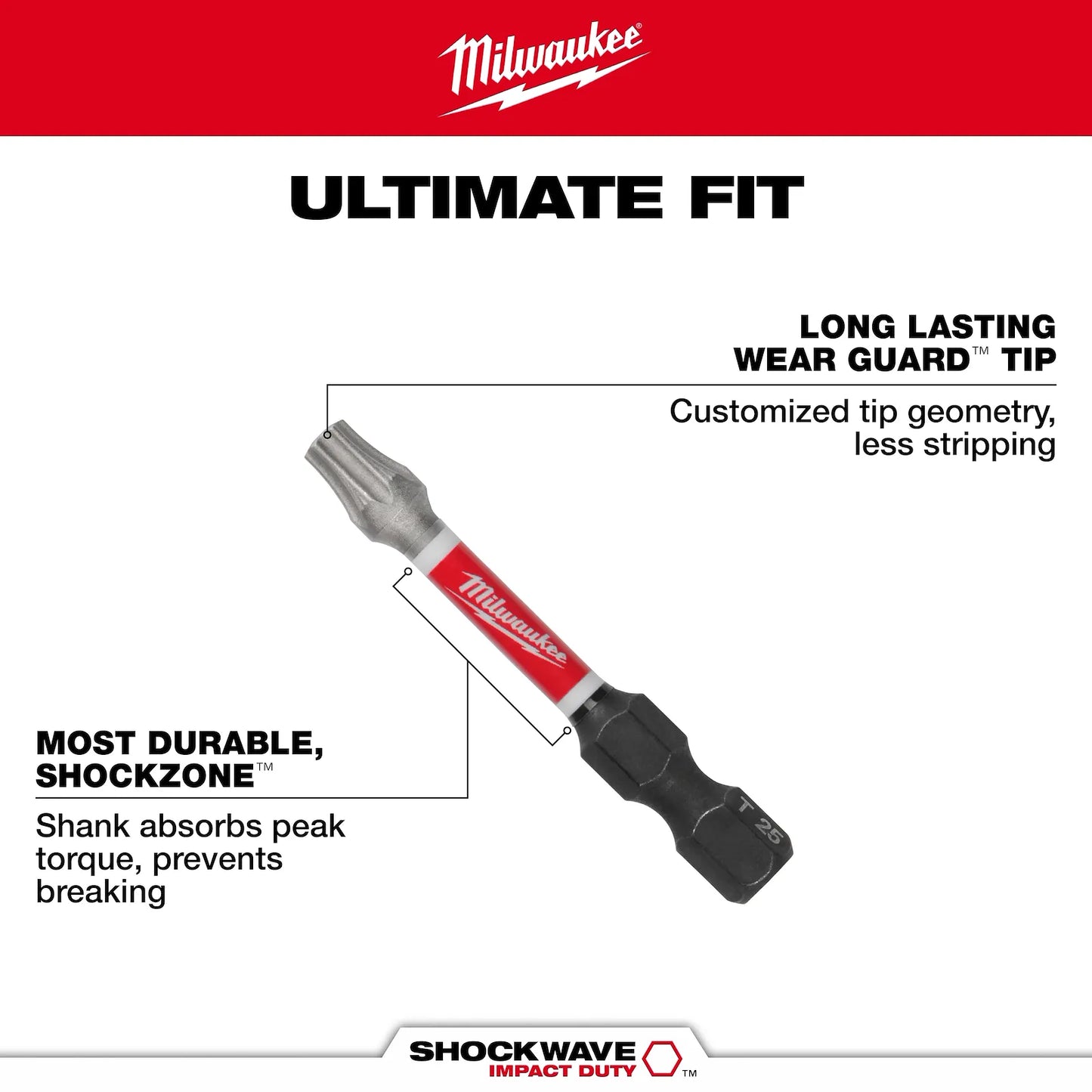 Punta Torx T20 Milwaukee Shockwave de 2"