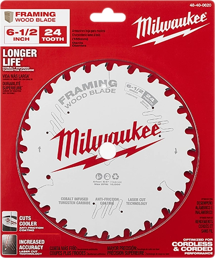 Disco de corte para madera Milwaukee de 24 dientes 6-1/2"