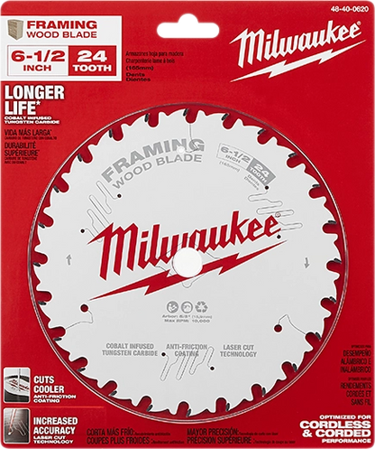 Disco de corte para madera Milwaukee de 24 dientes 6-1/2"
