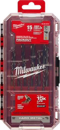 Juego de brocas multimateriales Red Helix Milwaukee Packout de 15 piezas