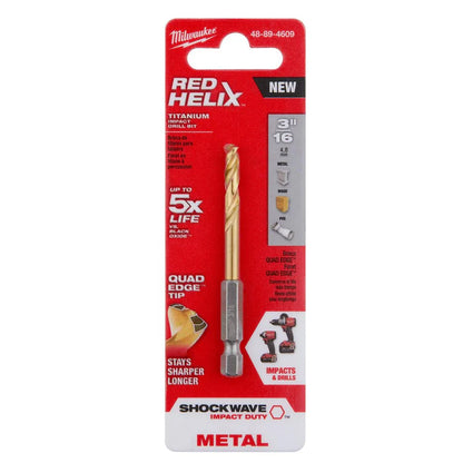 Broca hex de titanio multimateriales Milwaukee Shockwave de 3/16"