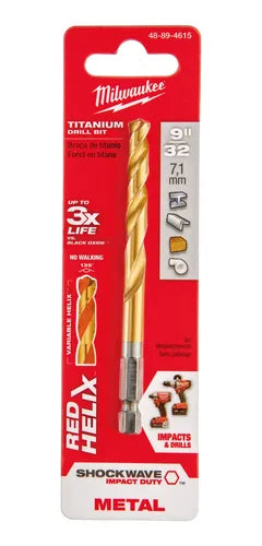 Broca hex de titanio multimateriales Milwaukee Shockwave de 9/32"