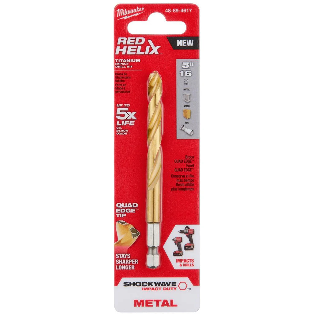 Broca de titanio multimateriales Milwaukee Shockwave de 5/16"