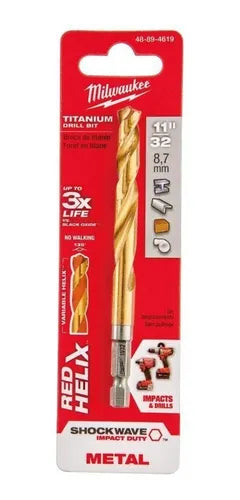 Broca de titanio multimateriales Milwaukee Shockwave de 11/32"