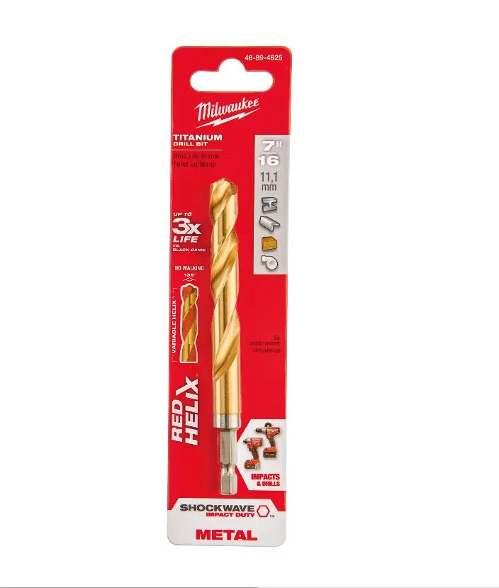 Broca de titanio multimateriales Milwaukee Shockwave de 7/16"