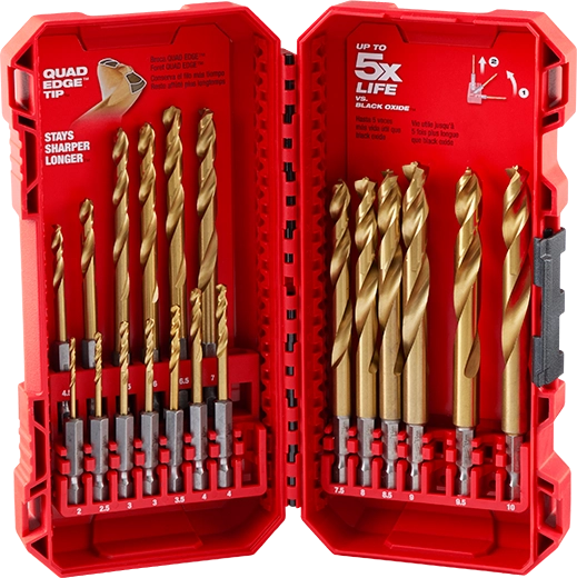 Juego de brocas de titanio multimateriales Milwaukee Shockwave de 19 piezas