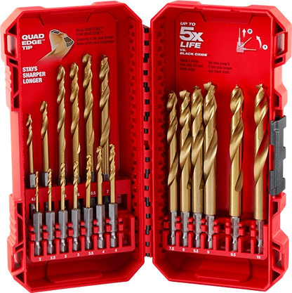 Juego de brocas de titanio multimateriales Milwaukee Shockwave de 19 piezas