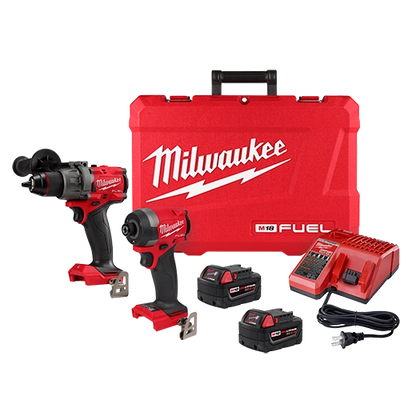 Combo Milwaukee M18 FUEL de Taladro percutor y Atornillador de impacto con 2 baterías de 5.0 Ah, cargador y maletín