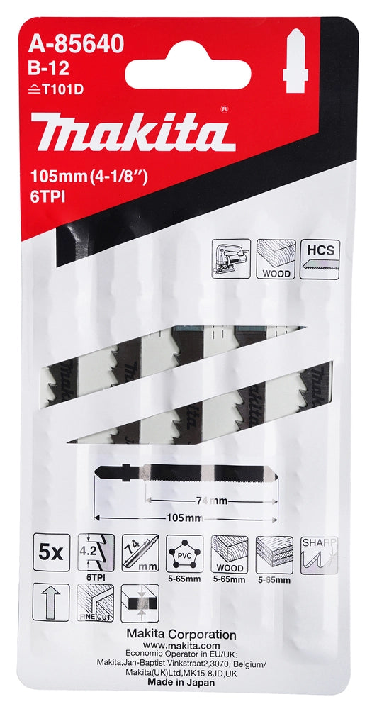Hojas sierra para caladora Makita B-12 6TPI 5 piezas