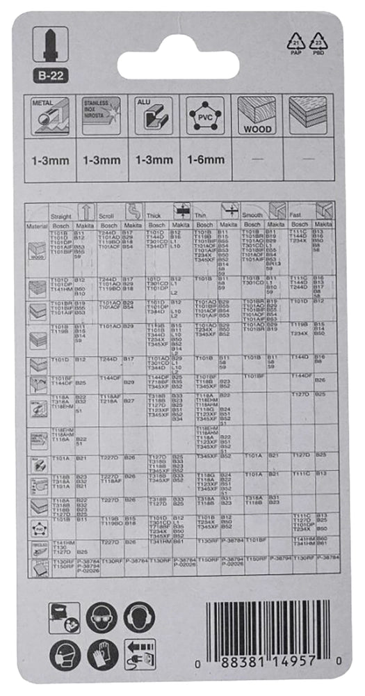 Hojas sierra para caladora Makita B-22 24TPI 5 piezas