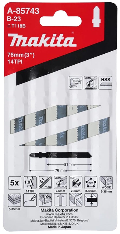 Hojas sierra para caladoras Makita B-23 14TPI