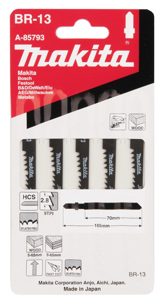 Juego de hojas para sierra caladora de 5 piezas Makita BR-13 9TPI