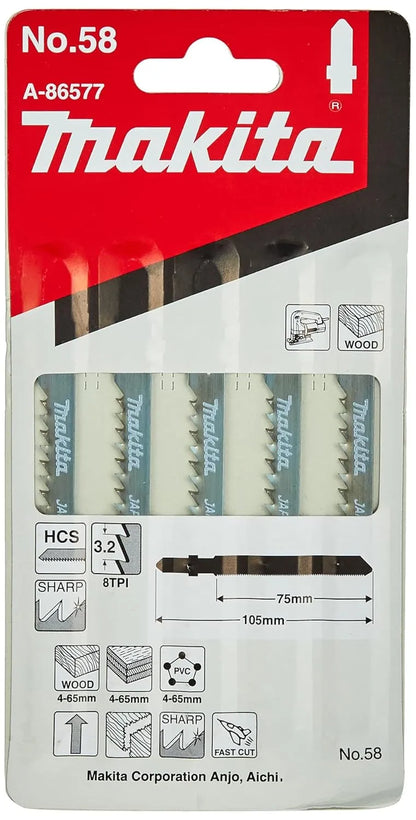 Hojas sierra para caladora Makita 8TPI #58 con 5 piezas