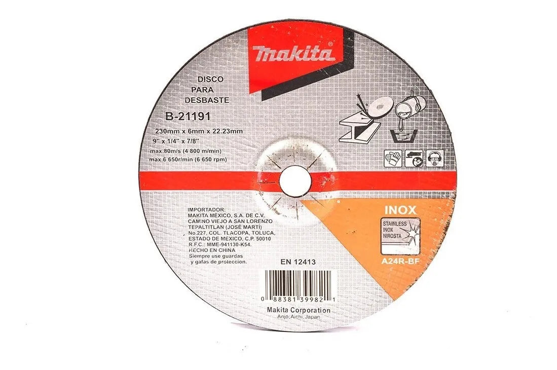 Disco para desbaste Makita de 9" x 1/4" x 7/8"