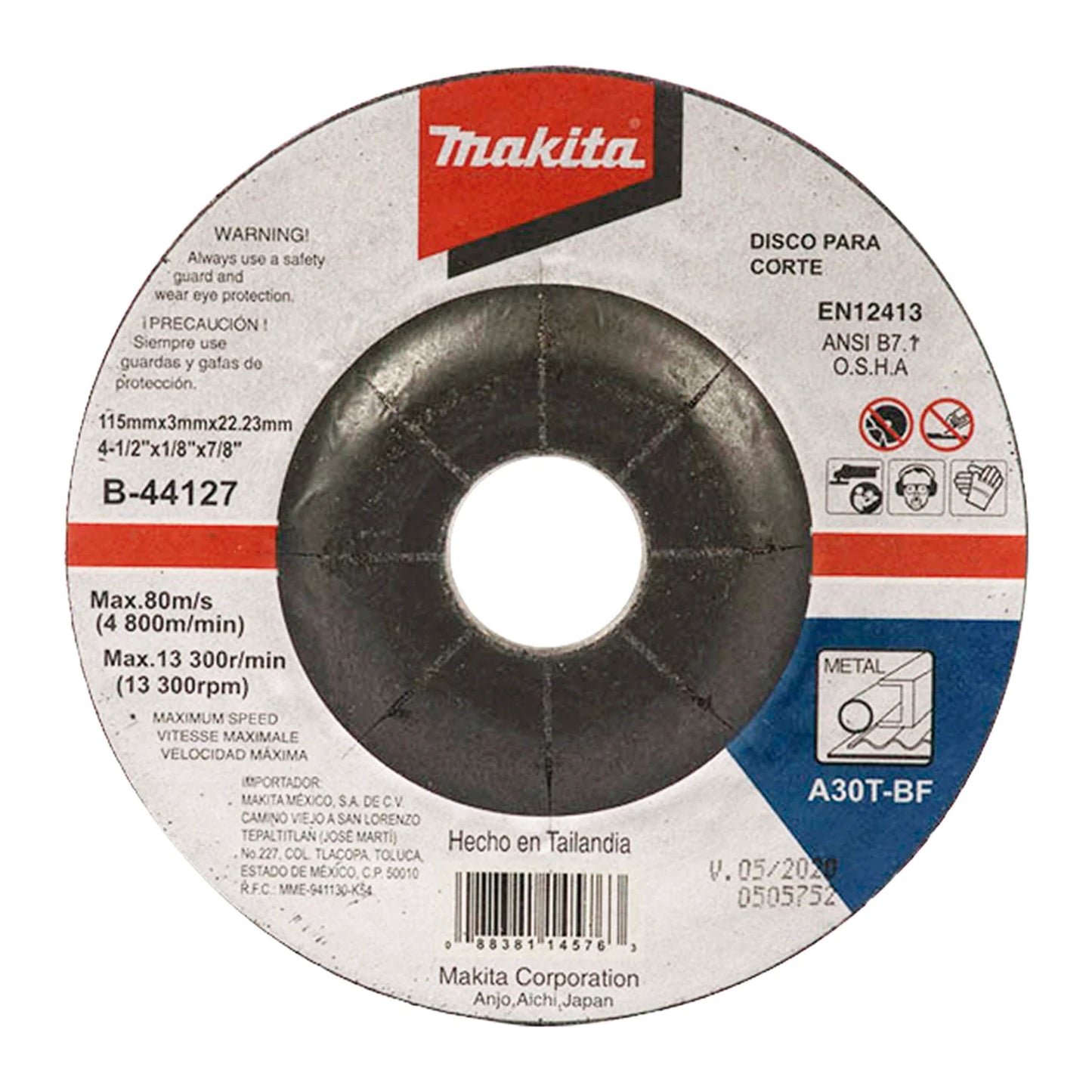 Disco de corte para metal Makita de 4 1/2"