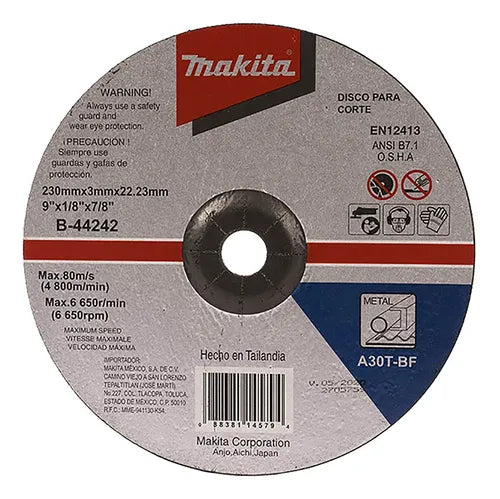Disco para corte de metal Makita de 9"