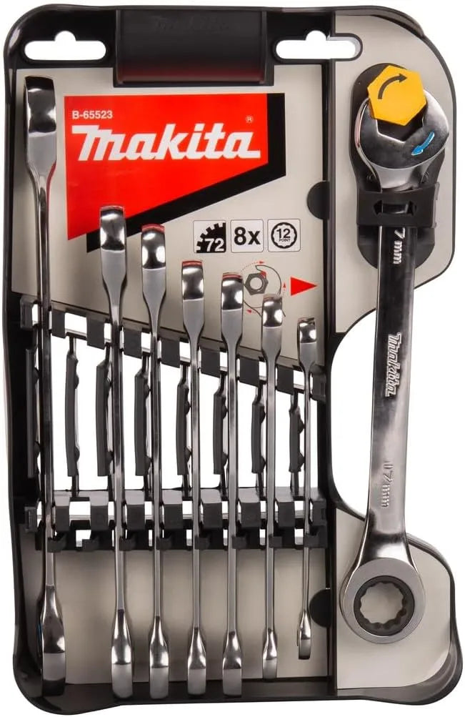 Juego milimétrico de llaves combinadas con matraca Makita B-65523
