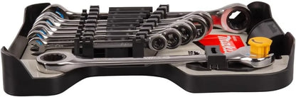 Juego milimétrico de llaves combinadas con matraca Makita B-65523