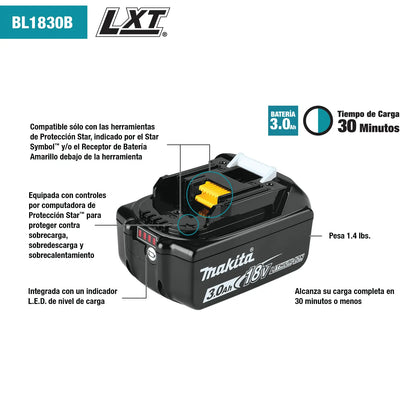 Batería Makita LXT Litio‑Ion de 18V 3.0Ah