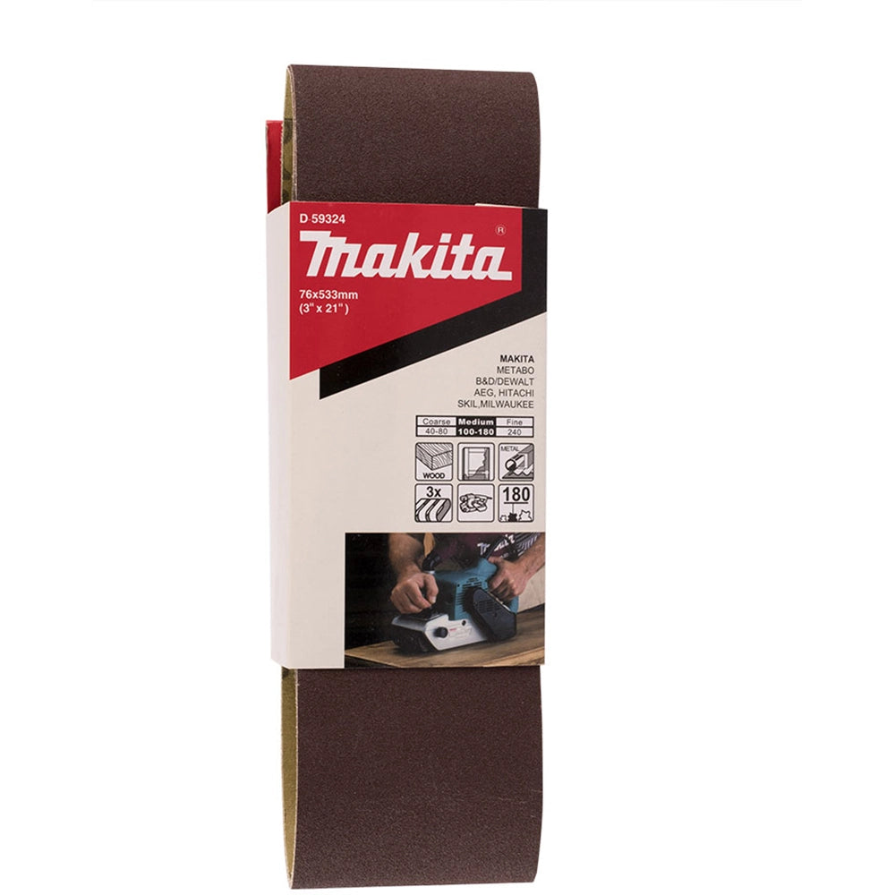 Lija de banda Makita de 3" x 21" grano 180 3 piezas
