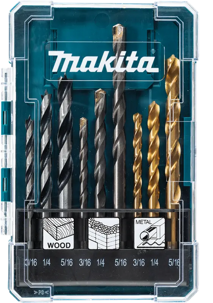 Juego Makita de 9 brocas para diversos materiales