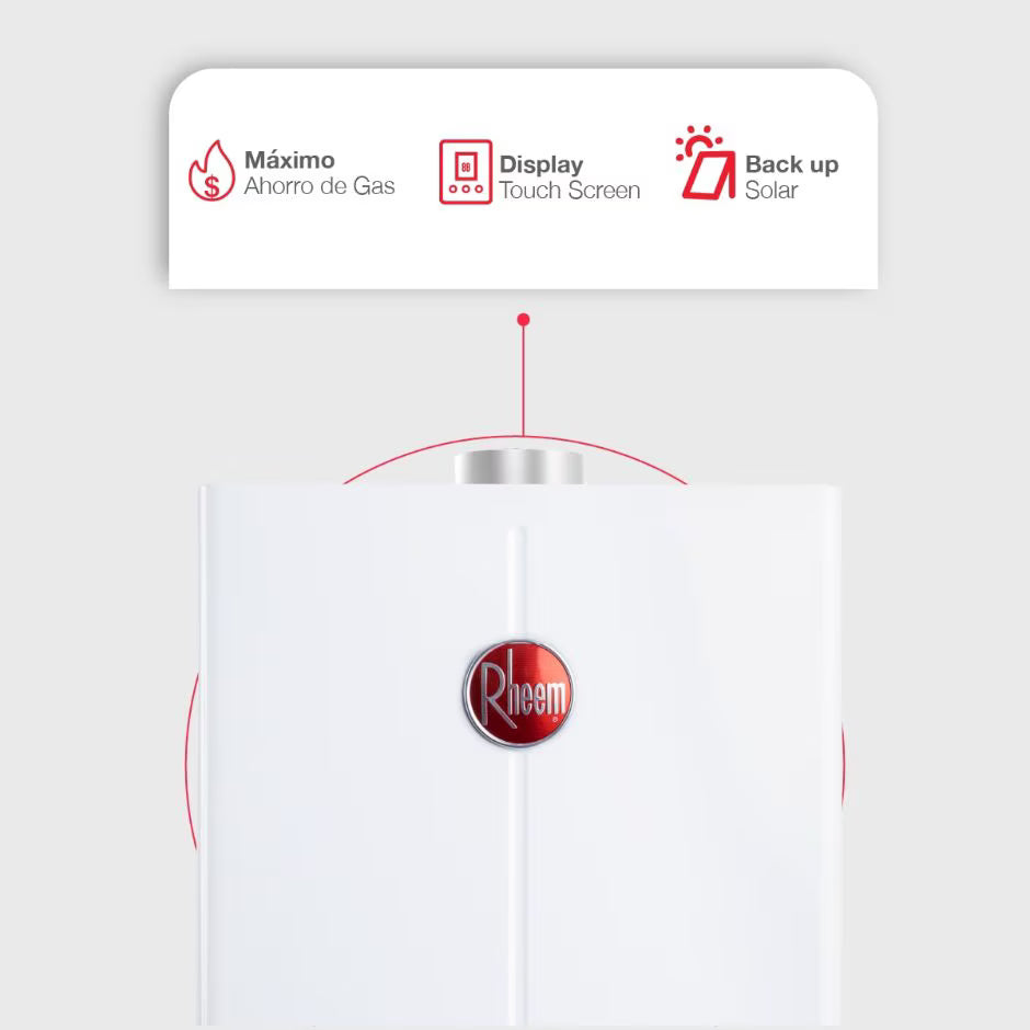 Calentador de agua Instantáneo tiro forzado 16 L/min gas LP 3 Servicios Rheem