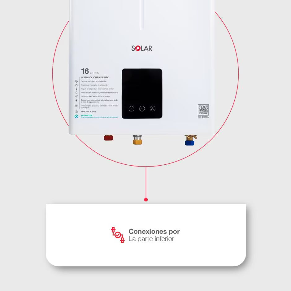 Calentador de agua Instantáneo tiro forzado 16 L/min gas LP 3 Servicios Rheem