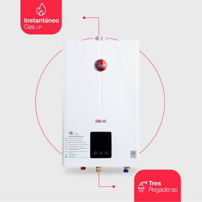 Calentador de agua Instantáneo tiro forzado 16 L/min gas LP 3 Servicios Rheem