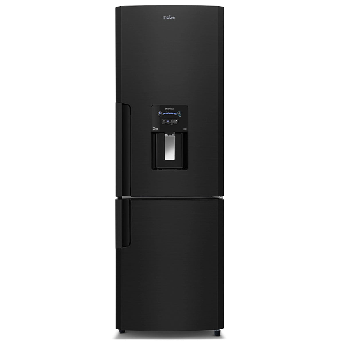 Refrigerador bottom freezer de 300L con despachador de agua Mabe negro