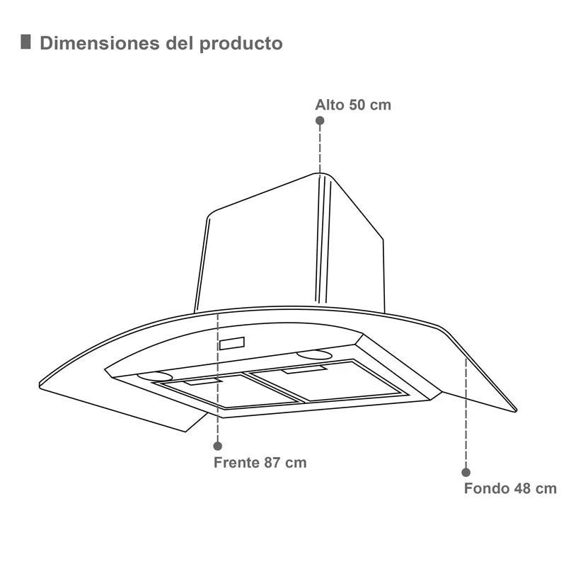 Campana de cocina extractora Skyfall Supra de 87 cm color negro