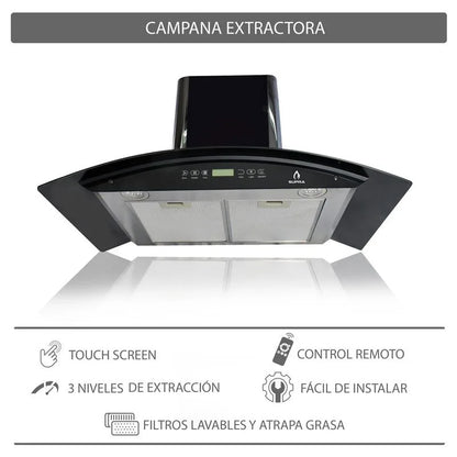 Campana de cocina extractora Skyfall Supra de 87 cm color negro