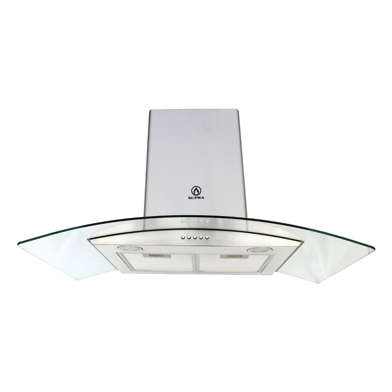 Campana extractora de acero inoxidable con cristal templado curvo cc-90 Supra