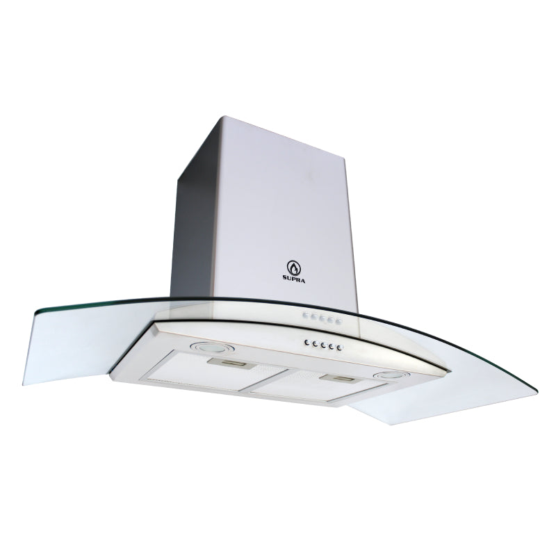 Campana extractora de acero inoxidable con cristal templado curvo cc-90 Supra