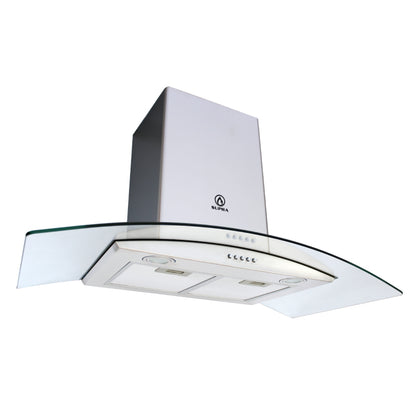 Campana extractora de acero inoxidable con cristal templado curvo cc-90 Supra