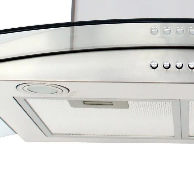 Campana extractora de acero inoxidable con cristal templado curvo cc-90 Supra