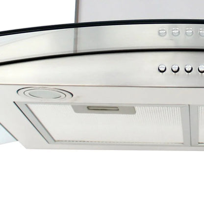 Campana extractora de acero inoxidable con cristal templado curvo cc-90 Supra