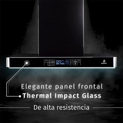 Campana extractora Supra Legacy con panel de cristal color negro
