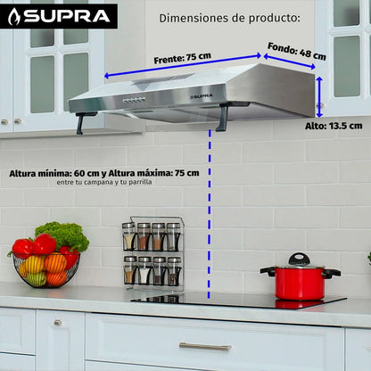 Campana extractora empotrable de acero inoxidable Supra NUBE A-76