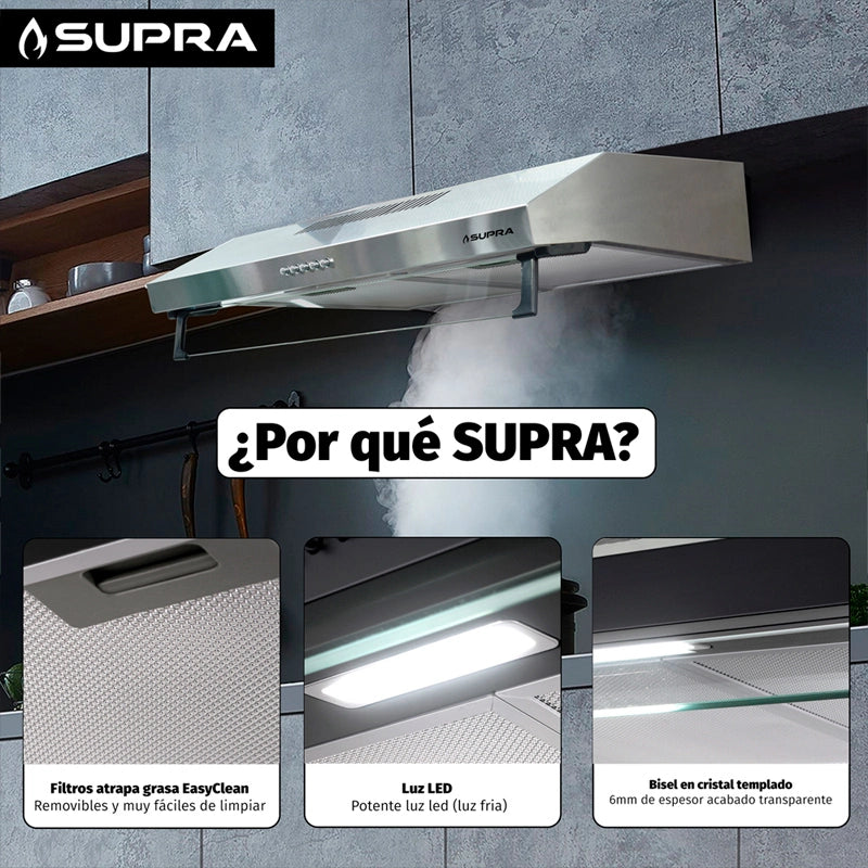 Campana extractora empotrable de acero inoxidable Supra NUBE A-76