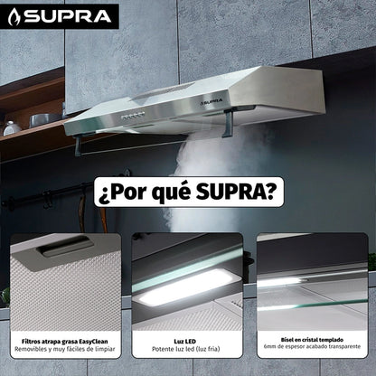 Campana extractora empotrable de acero inoxidable Supra NUBE A-76