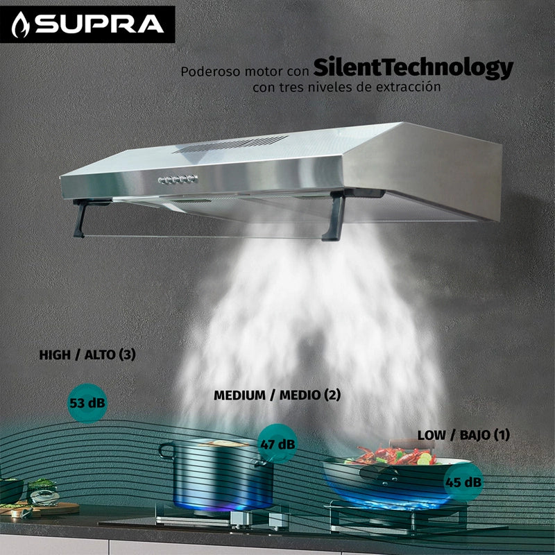 Campana extractora empotrable de acero inoxidable Supra NUBE A-76