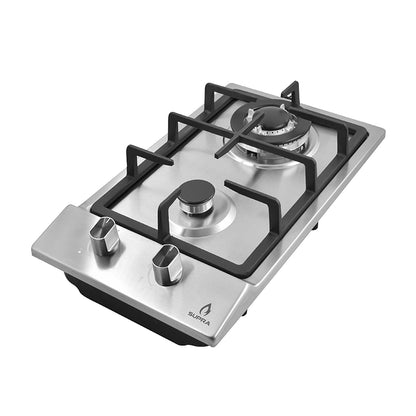 Parrilla de gas empotrable Domino Steel Supra con 2 quemadores