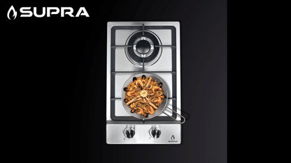 Parrilla de gas empotrable Domino Steel Supra con 2 quemadores