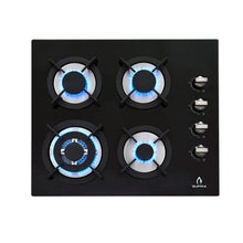 Parrilla de gas empotrable 4 quemadores con cristal templado negro 4Q-EC-N Supra