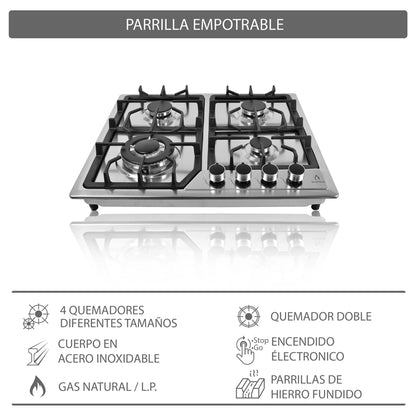 Parrilla de gas empotrable Exquisit Supra con 4 quemadores