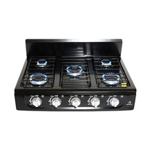 Parrilla de gas de sobreponer Titan Black Supra negro de 5 quemadores