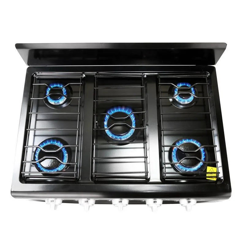 Parrilla de gas de sobreponer Titan Black Supra negro de 5 quemadores